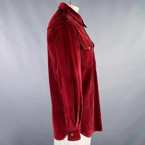 VERSACE JEANS COUTURE Size XL Burgundy Suede Western Shirt Jacket