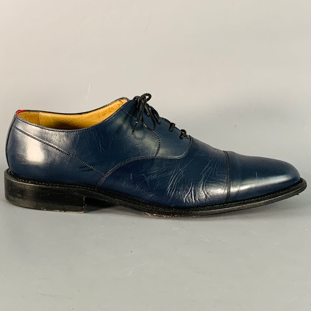 BALLY Size 10 Navy Leather Oxford Lace-Up Shoes