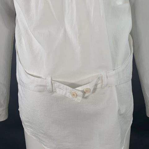 HELMUT LANG Size S White Cotton Collarless One Pocket Long Sleeve Shirt
