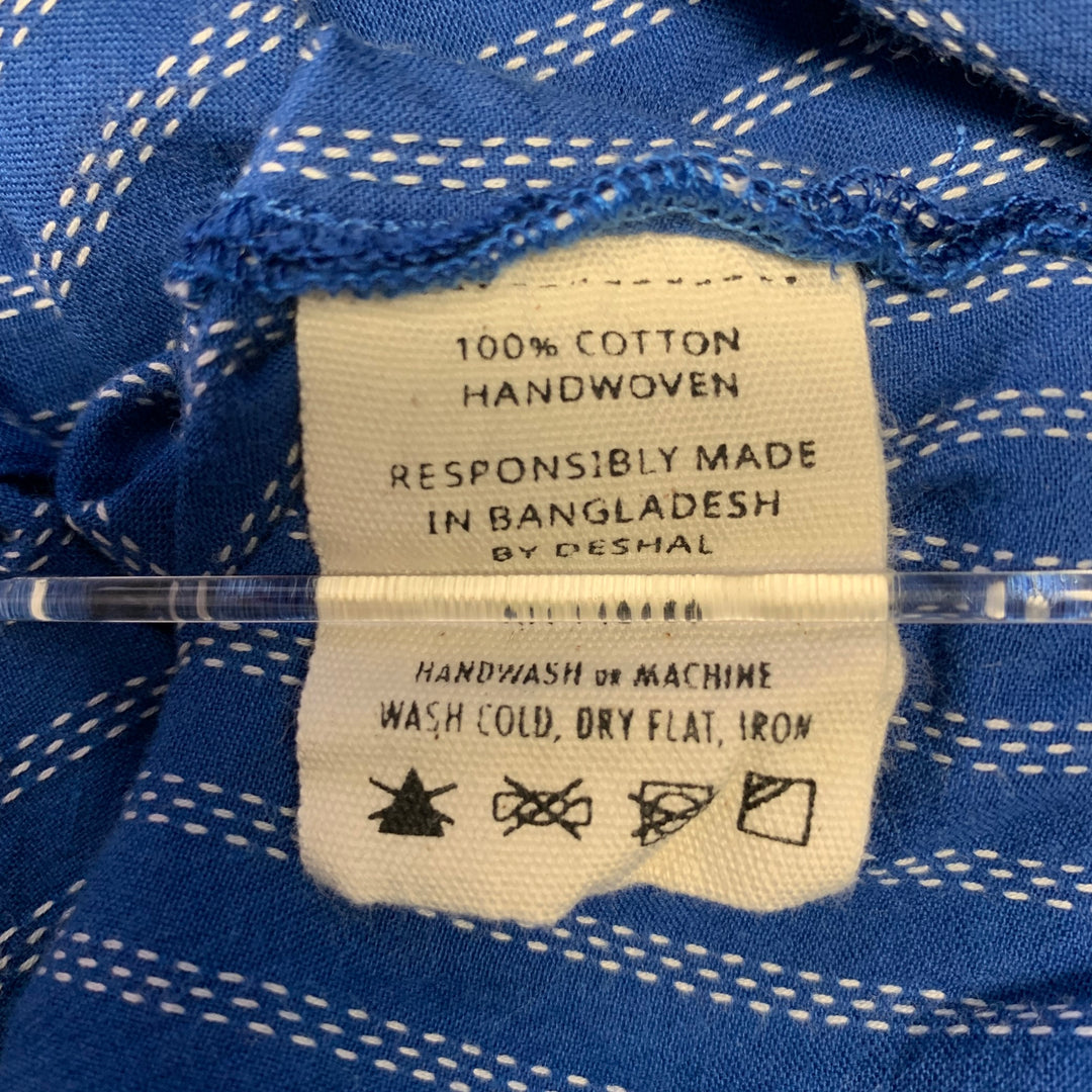 NEW MARKET GOODS Size L Blue White Stripe Cotton Short Sleeve Shirt