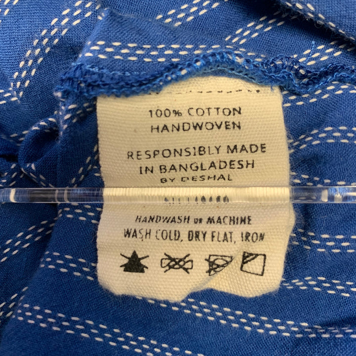 NEW MARKET GOODS Size L Blue White Stripe Cotton Short Sleeve Shirt