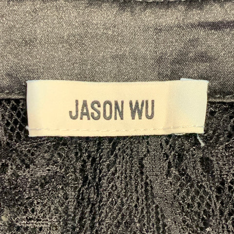 JASON WU Size M Black Polyester Lace Raglan Sleeve Button Up Shirt