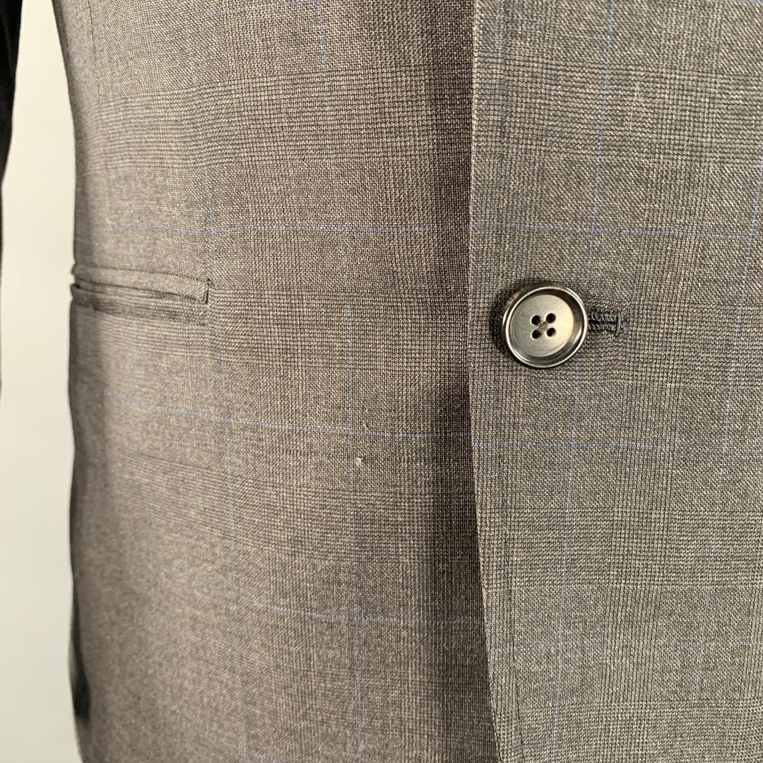 BAND OF OUTSIDERS Size 38 Regular Charcoal Grey Blue Glenplaid Wool Suit