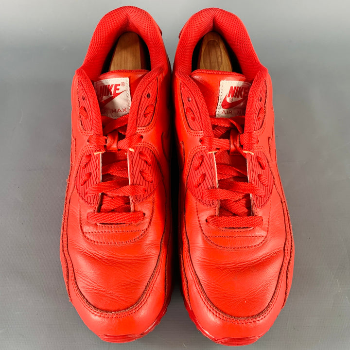 NIKE AIR MAX Size 10 Red Leather Lace-Up Sneakers