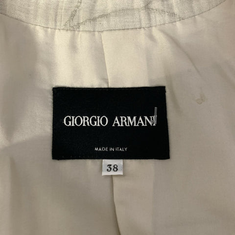 GIORGIO ARMANI Size 2 Cream Cotton Blend Floral Jacket