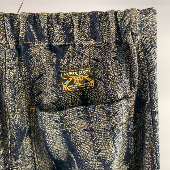 KAPITAL Size M Navy Grey Feathers Cotton Relaxed Jeans