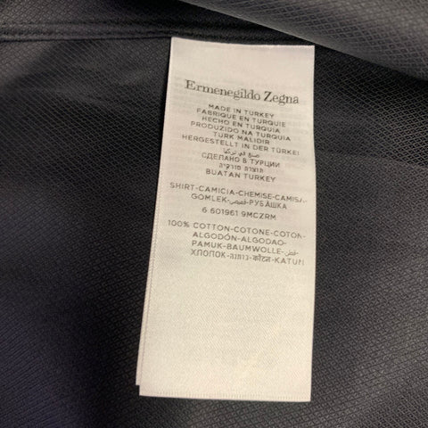 ERMENEGILDO ZEGNA Size XL Black Cotton Hidden Placket Long Sleeve Shirt