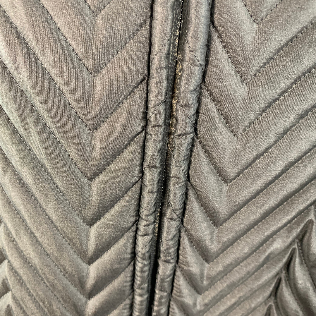 CALVIN KLEIN COLLECTION Size 40 Black Quilted Polyester Zip Up Jacket