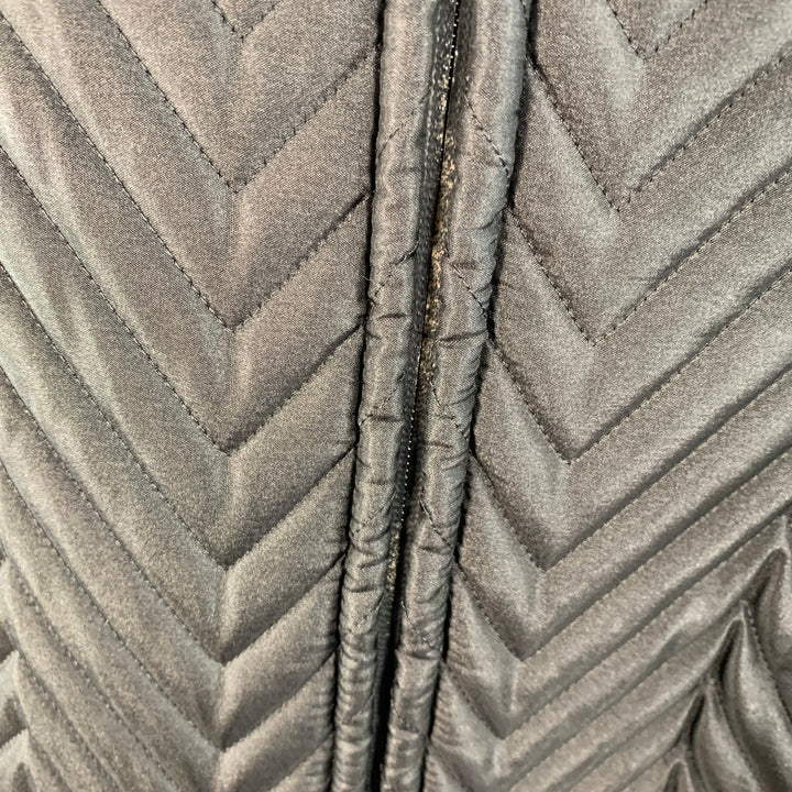 CALVIN KLEIN COLLECTION Size 40 Black Quilted Polyester Zip Up Jacket