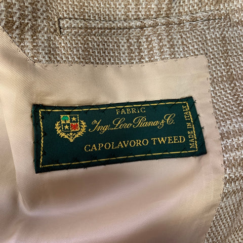 ATELIER MUNRO Size 38 Tan Off White Plaid Check Notch Lapel Sport Coat