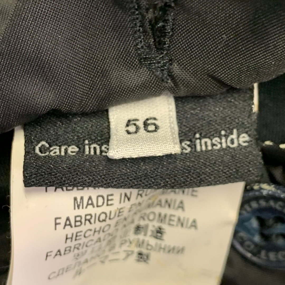 VERSACE Size 46 Navy Black Virgin Wool Blend Epaulets Jacket