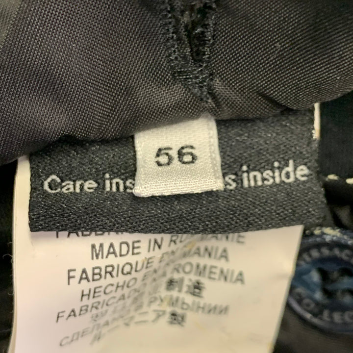 VERSACE Size 46 Navy Black Virgin Wool Blend Epaulets Jacket