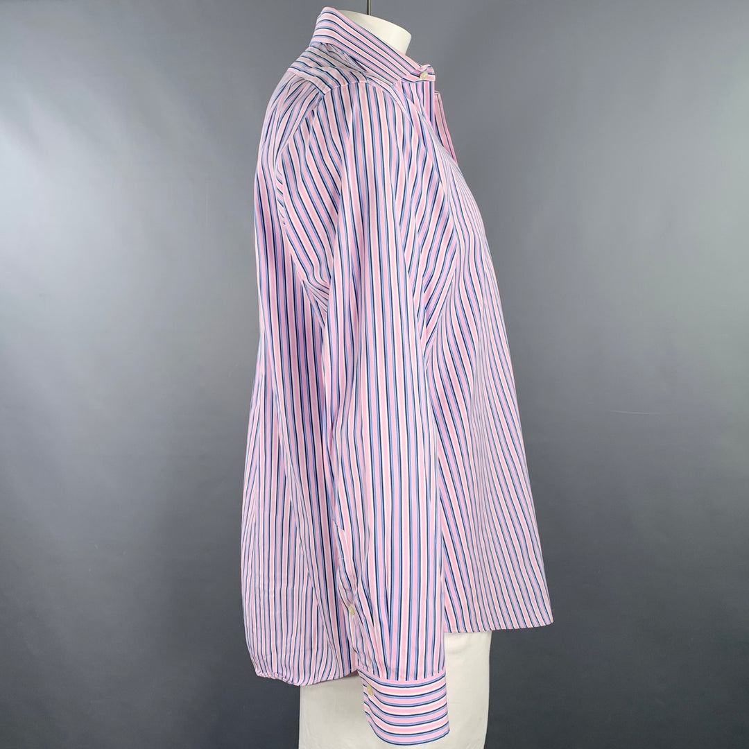 POLO by RALPH LAUREN Size XXL Pink Blue Stripe Cotton Long Sleeve Shirt