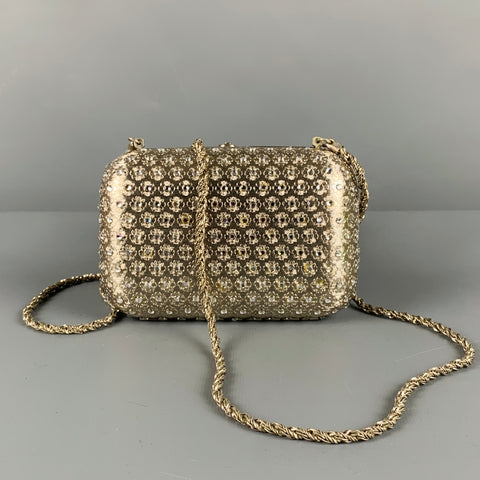 ANDRE CELLINI Silver Metallic Floral Rhinestones Handbag