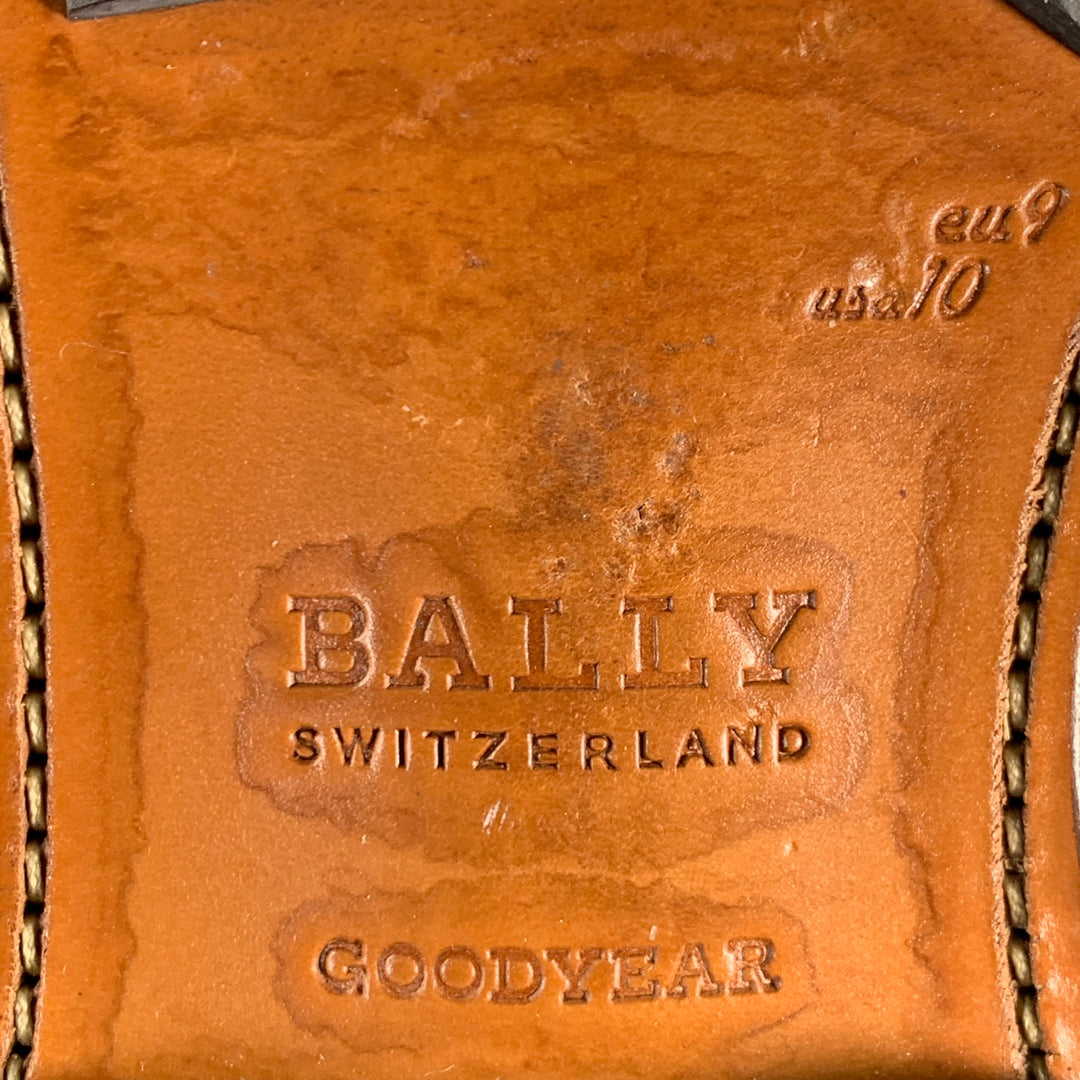 BALLY Size 10 Avery Brown Perforated Pebble Grain Leather Wingtip Boots