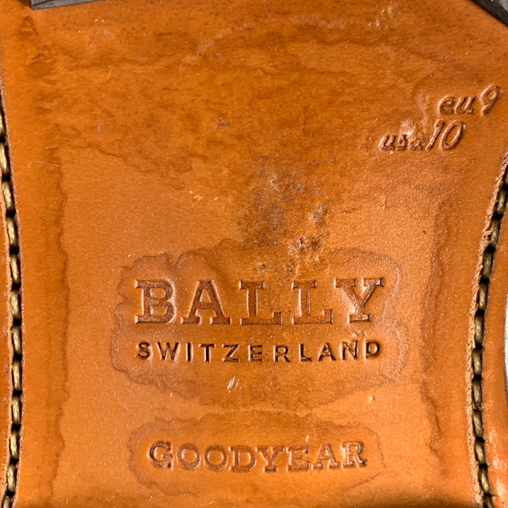 BALLY Size 10 Avery Brown Perforated Pebble Grain Leather Wingtip Boots