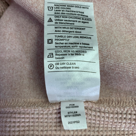 VINCE Size M Pink Waffle Knit Pima Cotton Crew Neck Pullover