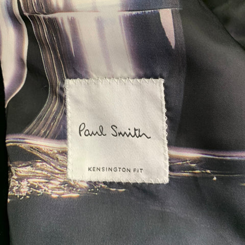 PAUL SMITH Size 36 Black Velvet Polyester Notch Lapel Sport Coat