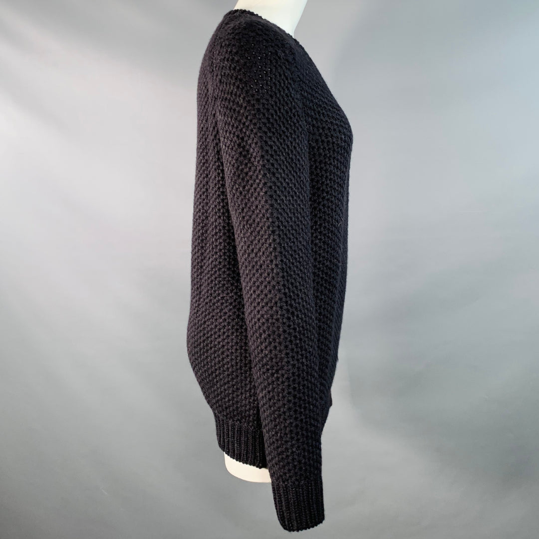 SERIENUMERICA Size 8 Black Baby Alpaca Knit Crew Neck Sweater