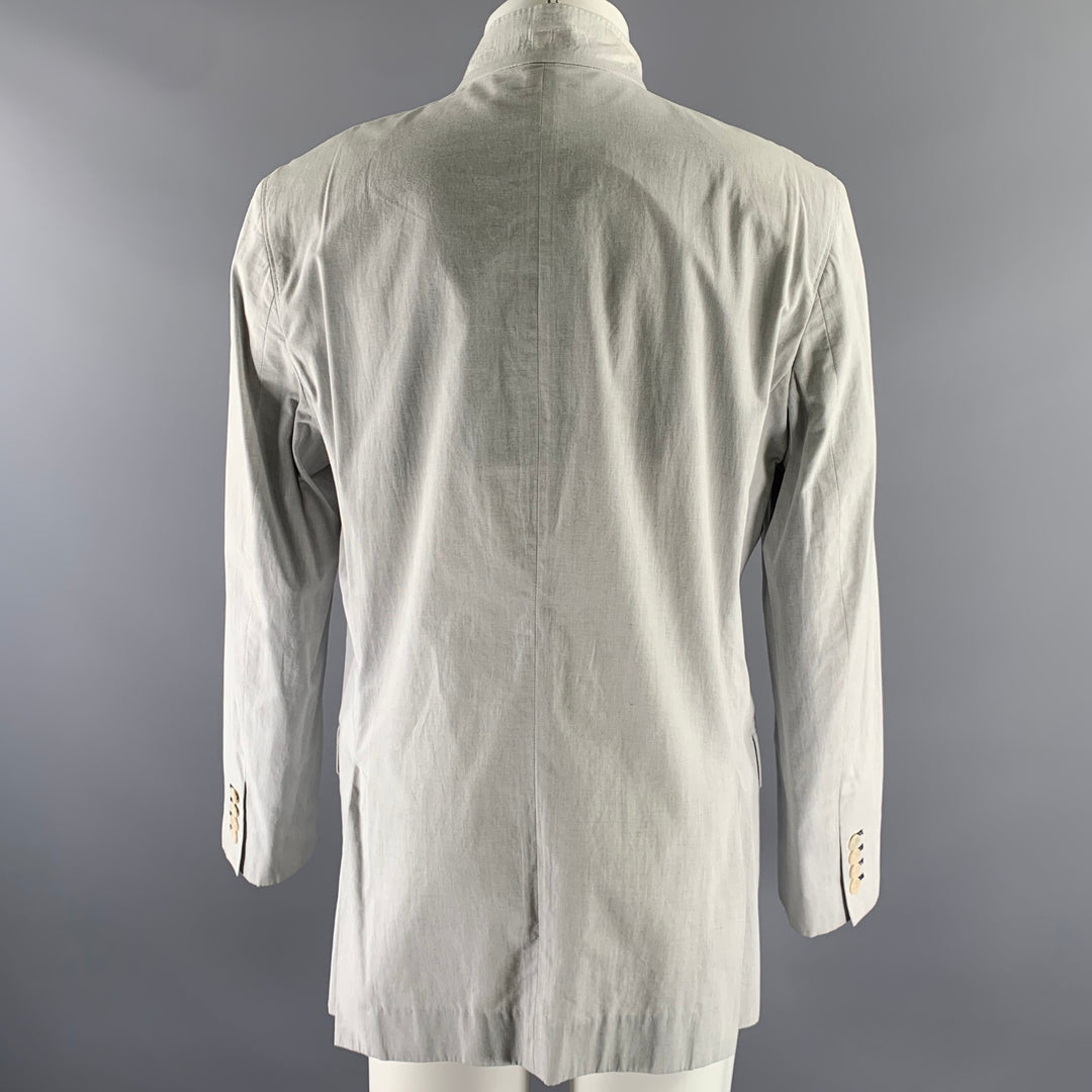 SHANGHAI TANG Size L Grey Cotton Nehru Collar Jacket