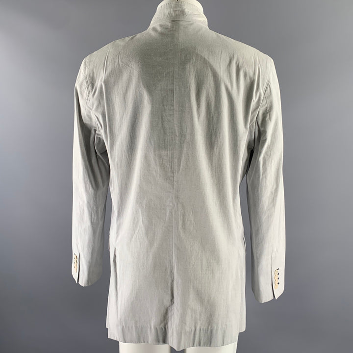 SHANGHAI TANG Size L Grey Cotton Nehru Collar Jacket