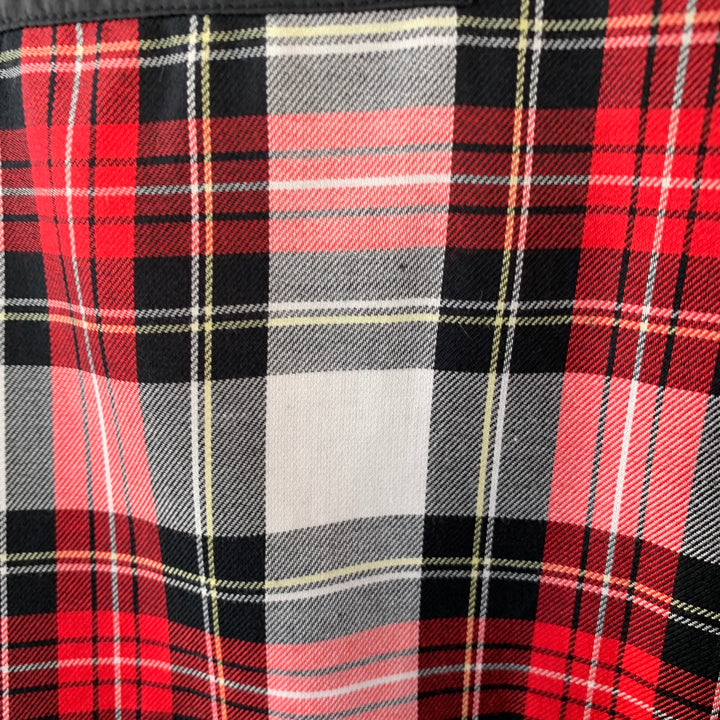 NEIL BARRETT Size XL Red Black White Plaid Cotton One Pocket Short Sleeve Shirt