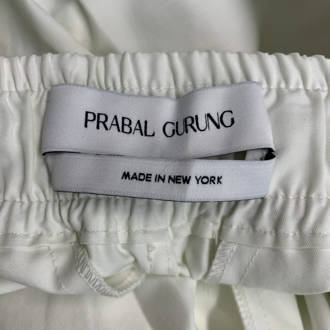 PRABAL GURUNG Size L White Beige Two Toned Cotton Blend Drop Crotch Casual Pants