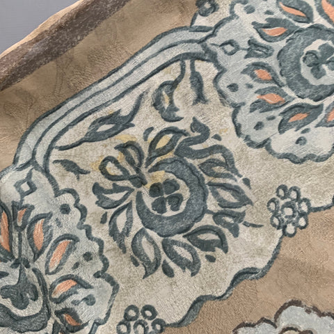 GIORGIO ARMANI Tan Blue Floral Silk Scarf Shawl