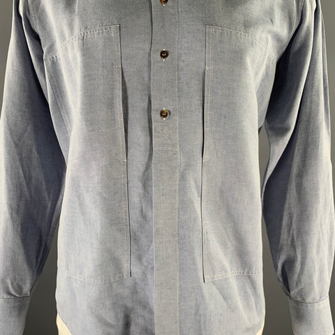 ADAM KIMMEL Size L Blue Light Blue Heather Pointed Collar Long Sleeve Shirt