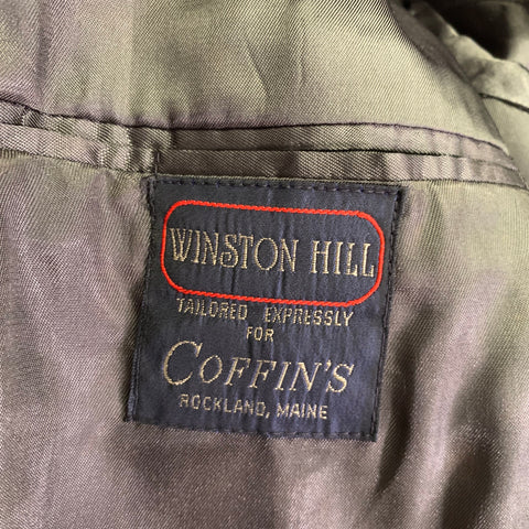WINSTON HILL Size 46 Grey Black Herringbone Wool Notch Lapel Sport Coat