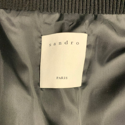 SANDRO Size M Black Lambskin Leather Bomber Jacket