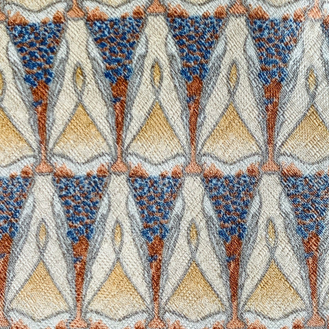 ERMENEGILDO ZEGNA Beige Blue Abstract Triangles Silk Tie