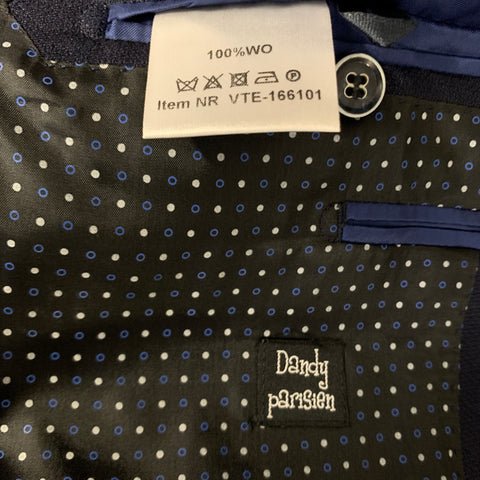 DANDY PARISIEN Chest Size 44 Navy Textured Wool Notch Lapel Sport Coat