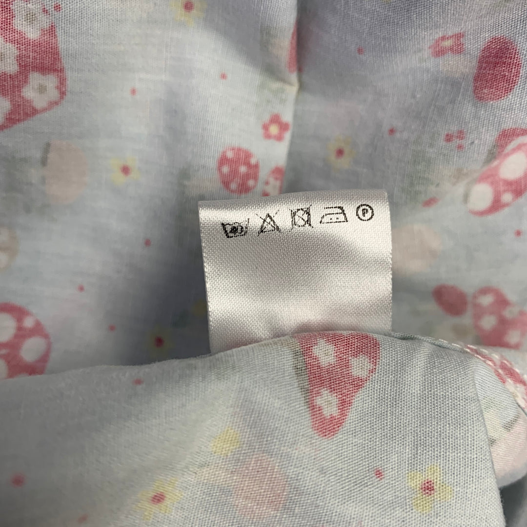 WALTER VAN BEIRENDONCK Size XL Blue Red Cotton Mushrooms One Pocket Long Sleeve Shirt