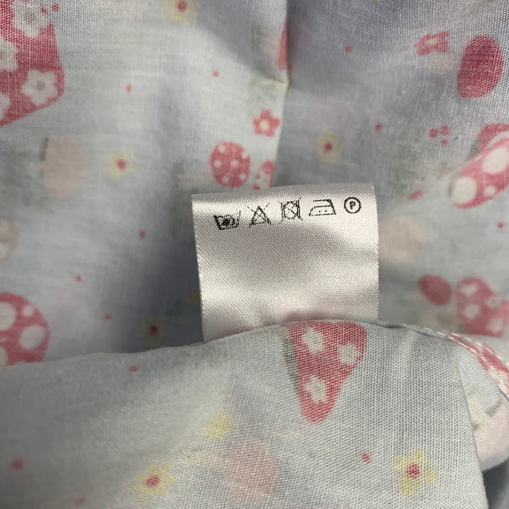 WALTER VAN BEIRENDONCK Size XL Blue Red Cotton Mushrooms One Pocket Long Sleeve Shirt