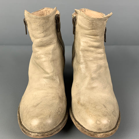 OFFICINE CREATIVE Botas color crema con doble cremallera talla 7
