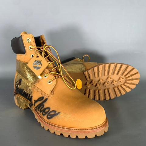 JIMMY CHOO Size 10 Tan Gold Metallic Leather Lace Up Boots