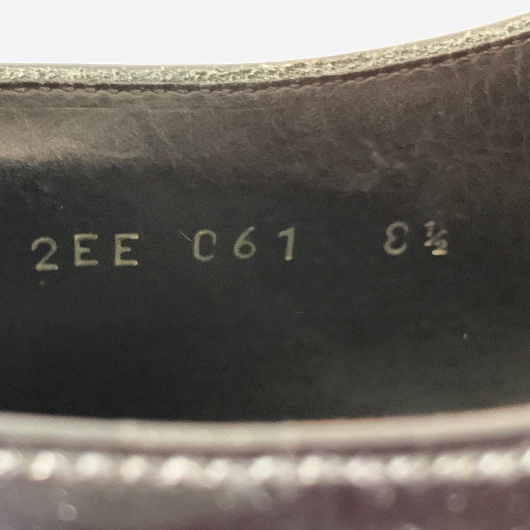 PRADA Size 9.5 Black Leather Perforated Wingtip Derby Lace-Up Shoes