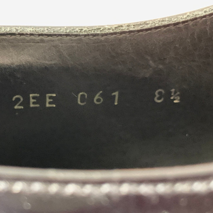 PRADA Size 9.5 Black Leather Perforated Wingtip Derby Lace-Up Shoes