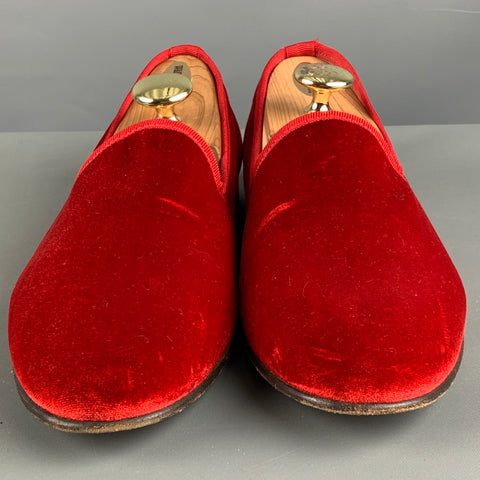 DEL TORO Size 8.5 Red Textured Velvet Slip On Loafers