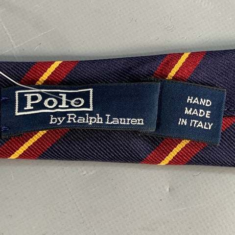 POLO by RALPH LAUREN The Bleecker Navy Red Diagonal Stripe Silk Skinny Tie