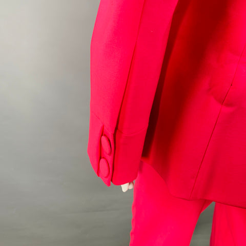 LA PERLA Size 4 Hot Pink Wool Blend Double Breasted Pantsuit