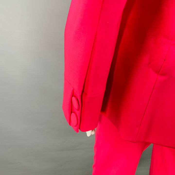 LA PERLA Size 4 Hot Pink Wool Blend Double Breasted Pantsuit