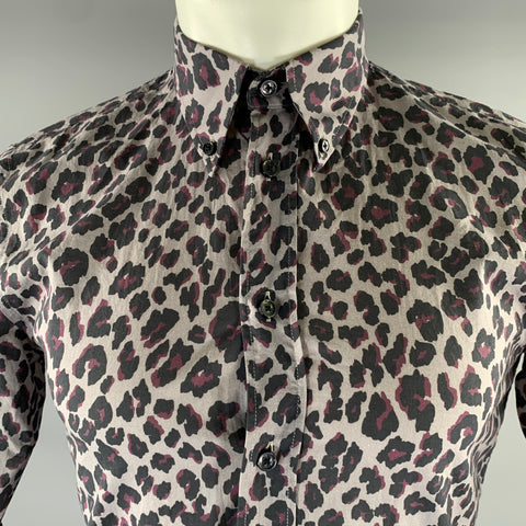 MARC JACOBS Size XS Purple Lavender Leopard Print Cotton Short Sleeve Shirt