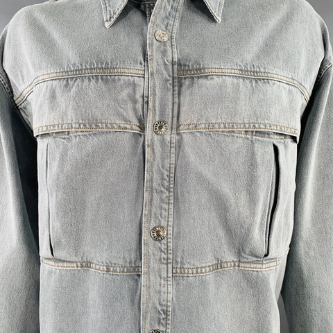 AGOLDE Size XL Grey Cotton Denim Two Pockets Snaps Long Sleeve Shirt