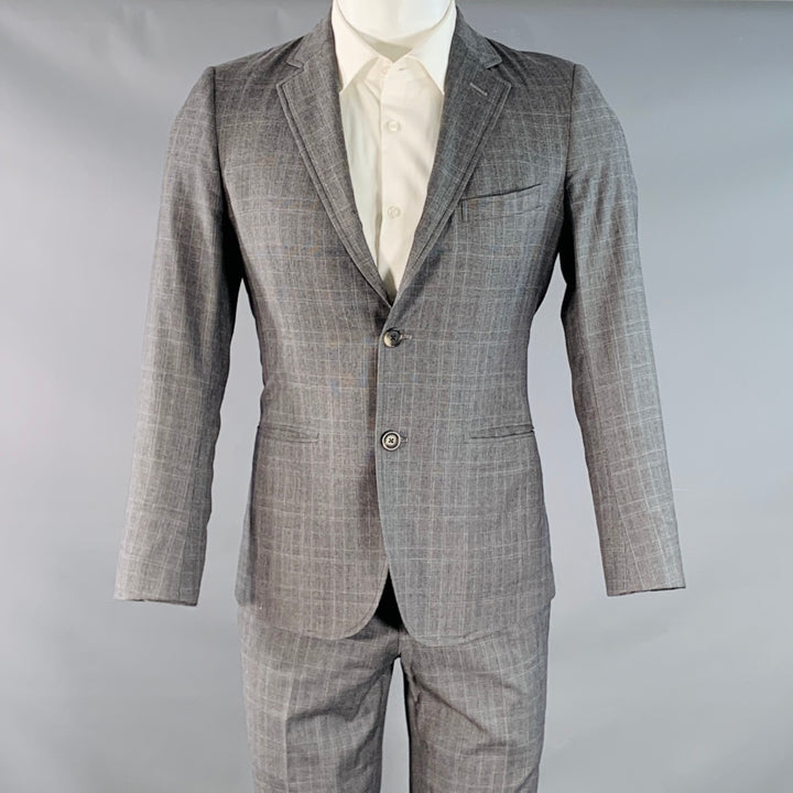 BAND OF OUTSIDERS Size 38 Regular Grey Glenplaid Wool Notch Lapel Suit
