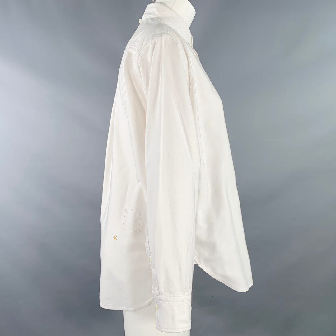 45rpm Size M White Cotton Button Down Collar Long Sleeve Shirt