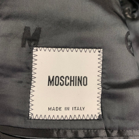 MOSCHINO Size 46 Black Polyamide Blend Notch Lapel Tuxedo