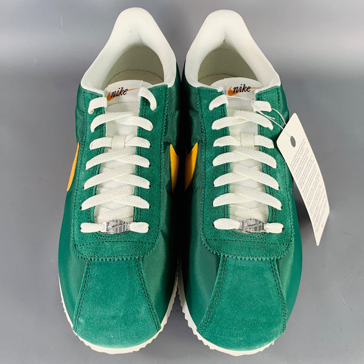 NIKE Size 12.5 Cortez TXT Green Yellow Suede Polyester Low Top Sneakers