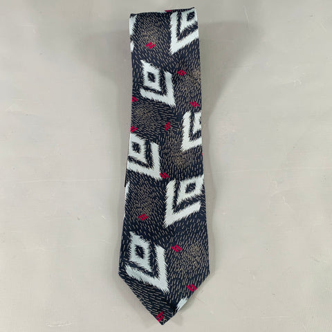 GIORGIO ARMANI Navy Light Blue Abstract Silk Tie